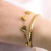 8MM Smooth Surface Heart 18K Gold Stainless Steel Double Layer Bracelet, Laser Engravable