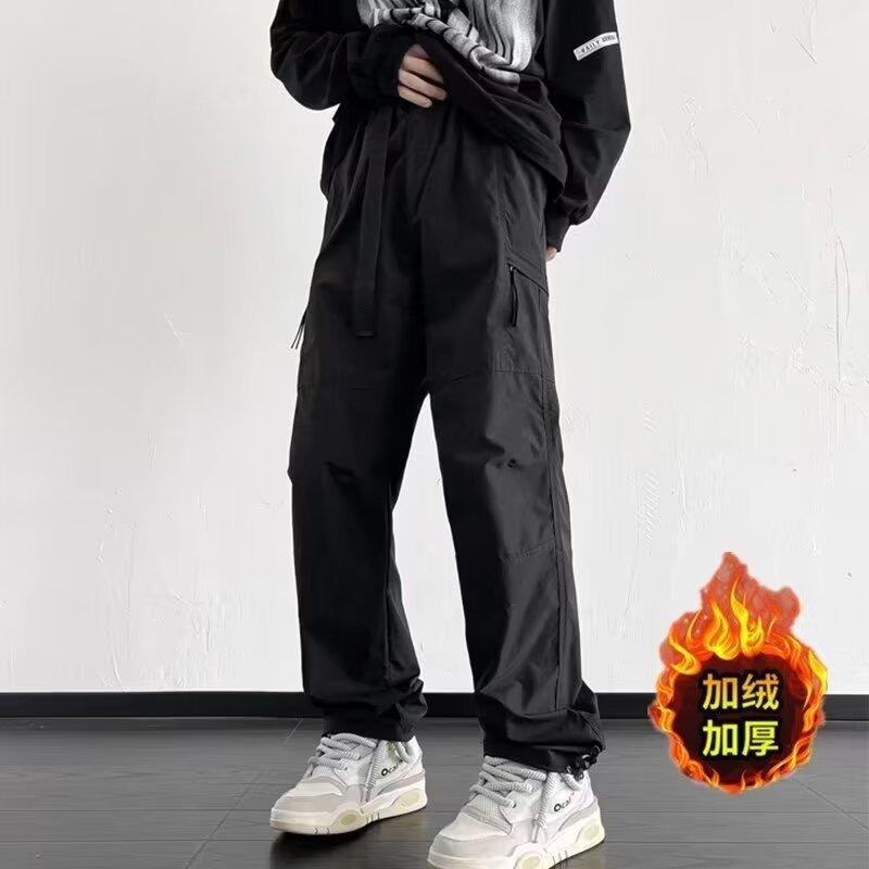 Charge pants men's autumn and winter American paratrooper pants fleece tide brand loose straight hiking pants tooling casual trousers