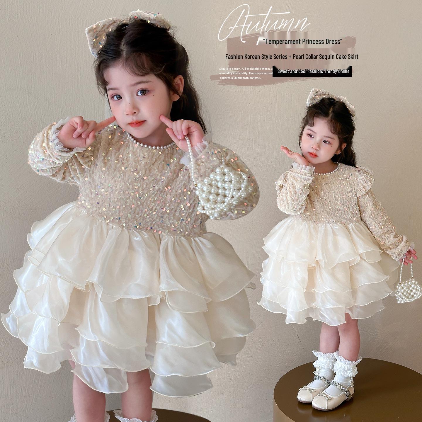 

Girls Sequin Princess Dress for Spring/Autumn 2025 - Elegant Birthday Party Outfit 120cm