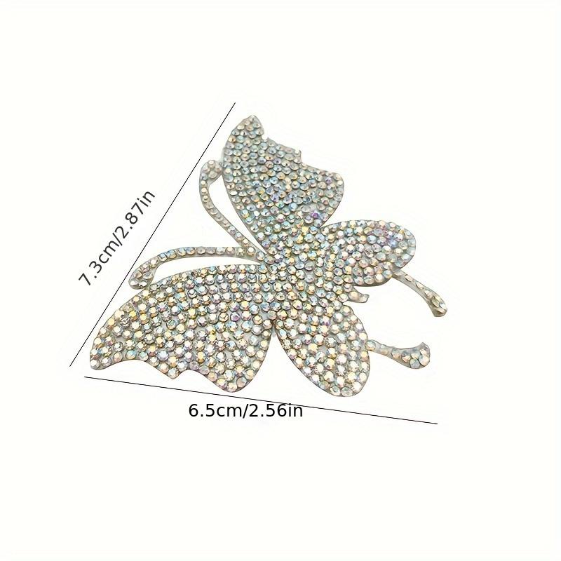 4 Stück Glitzernde Strass Schmetterling Verzierungen - Aufbügelbare Kristall Applikationen für Kleidung Jeans Schuhe Taschen Hüte Reparatur & DIY Deko