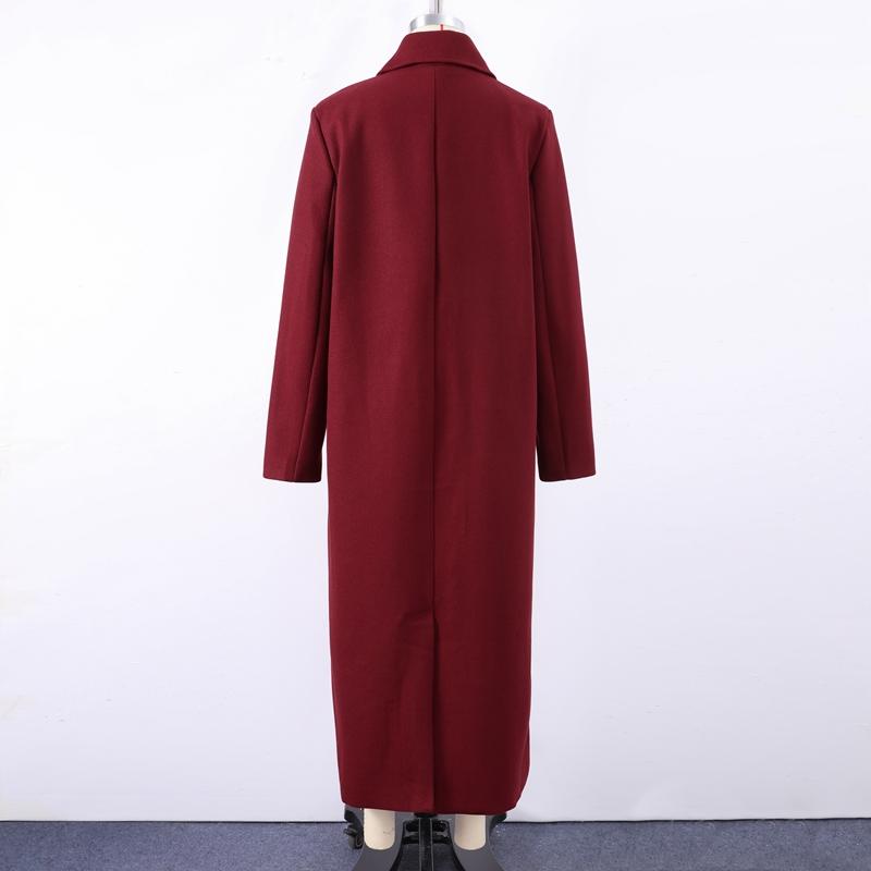 Women's Fashion Double Breasted Lapel Thicken Long Coat Pockets Long Sleeves Overcoat Winter Loose High Street Outwear