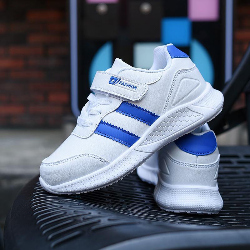 

2025 Students Summer Children s Leather Waterproof Little White Shoes Boys Lightweight Sports White Shoes Girls Hollow Mesh Shoes 39