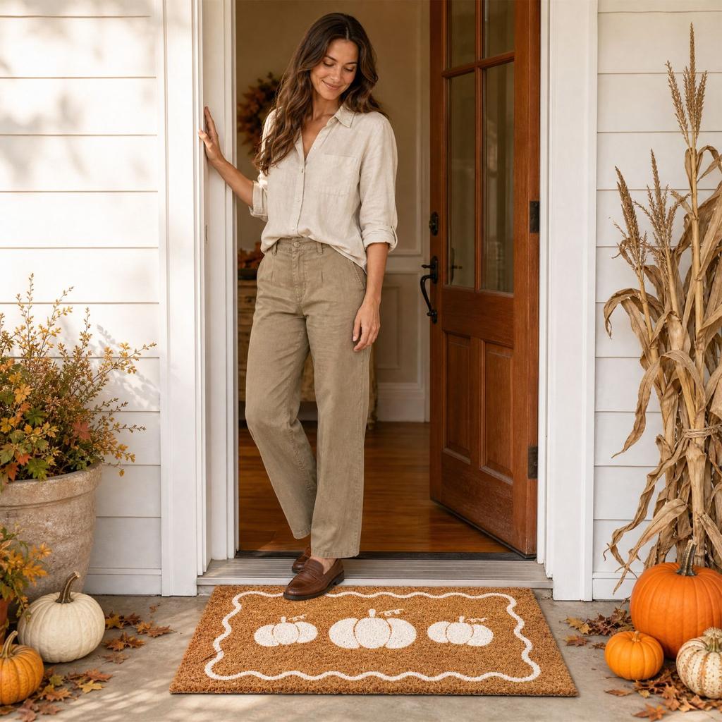 Pumpkin Door for Fall, Front Entryway for Indoor Outdoor Home Decor
