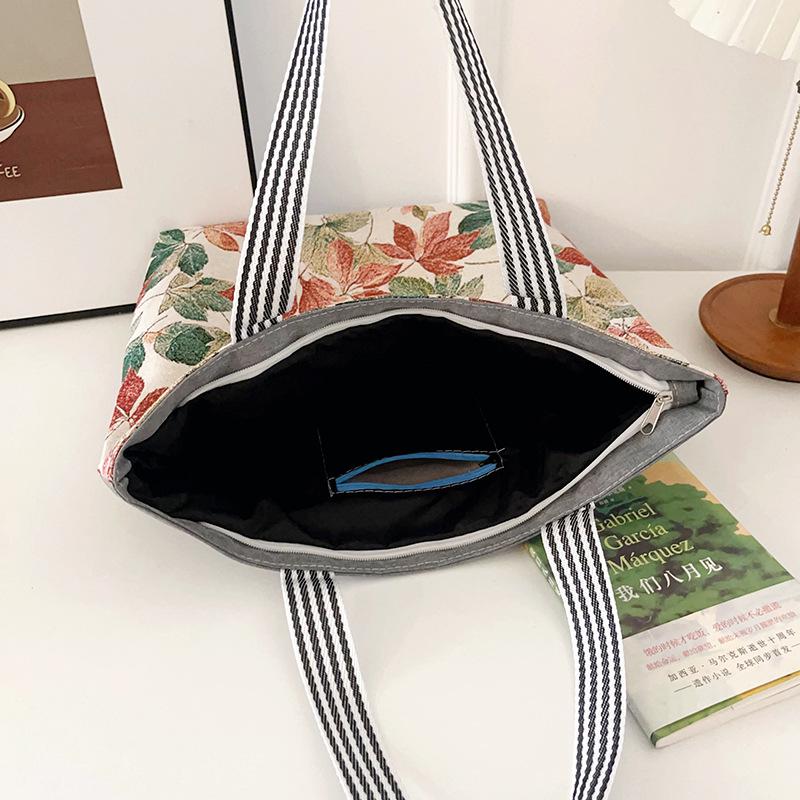 Etnická plátěná taška přes rameno s pavím motivem - Dámská módní taška Tote s velkou kapacitou