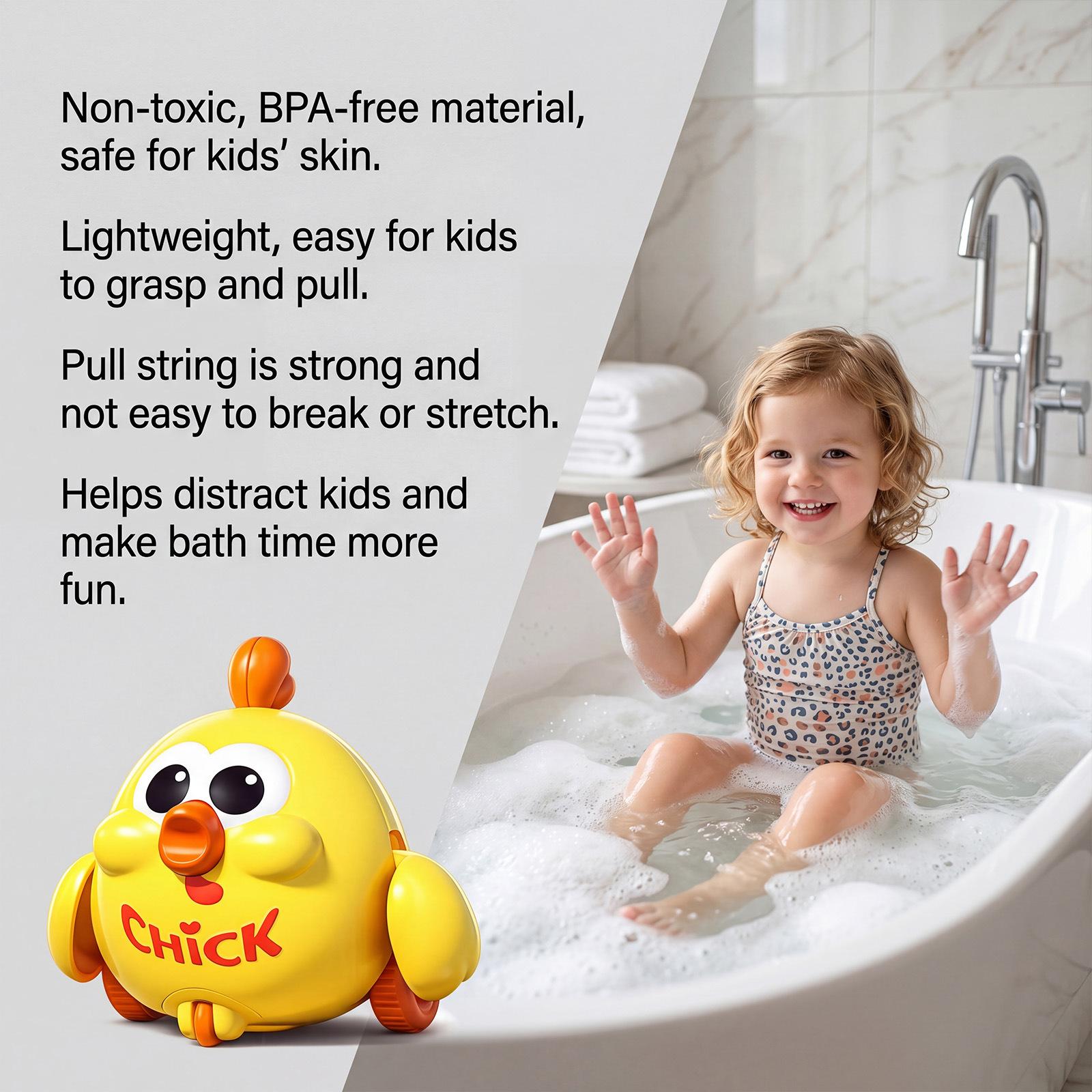 

Pull String Water Toy Turtle Bath Toy for Kids Fun Bathing and Water Play Durable Plastic Construction Safe for Children one size жовтий