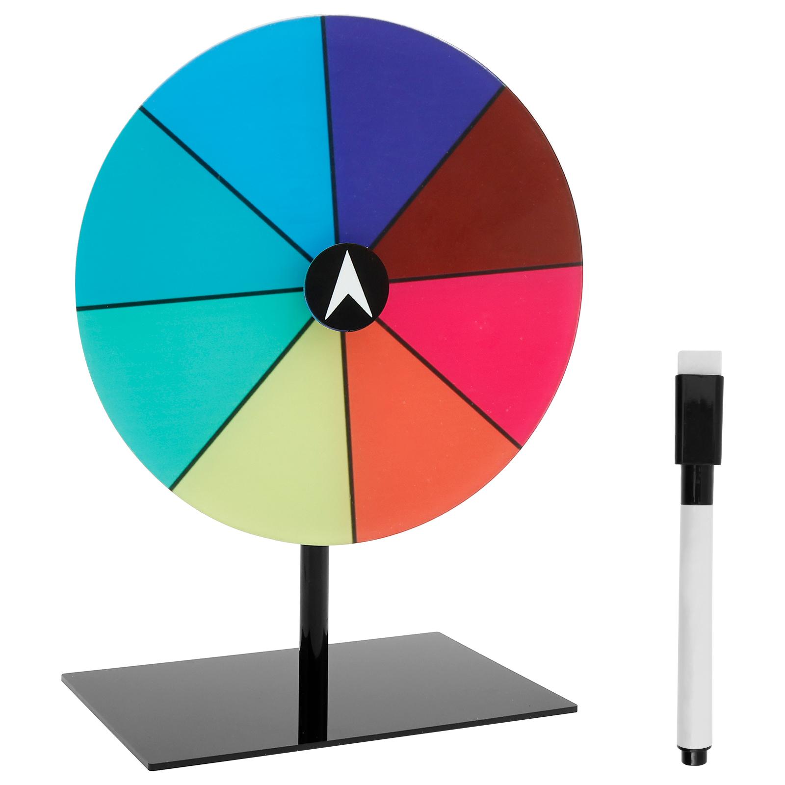 

Colorful Rotating Prize Wheel 8 Slots Dry Erase Tabletop Roulette Spinner with Stand DIY Edit Carnival Party Fortune Wheel Game