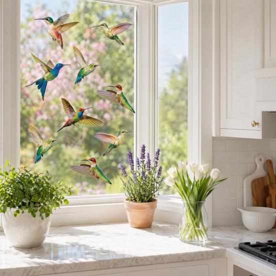 Indoor Window Sticker Bird Stickers, Anti-Collision Strike Prevention Decal, Static Cling Glass Film for Windows Doors, UV Reflective PVC Reusable