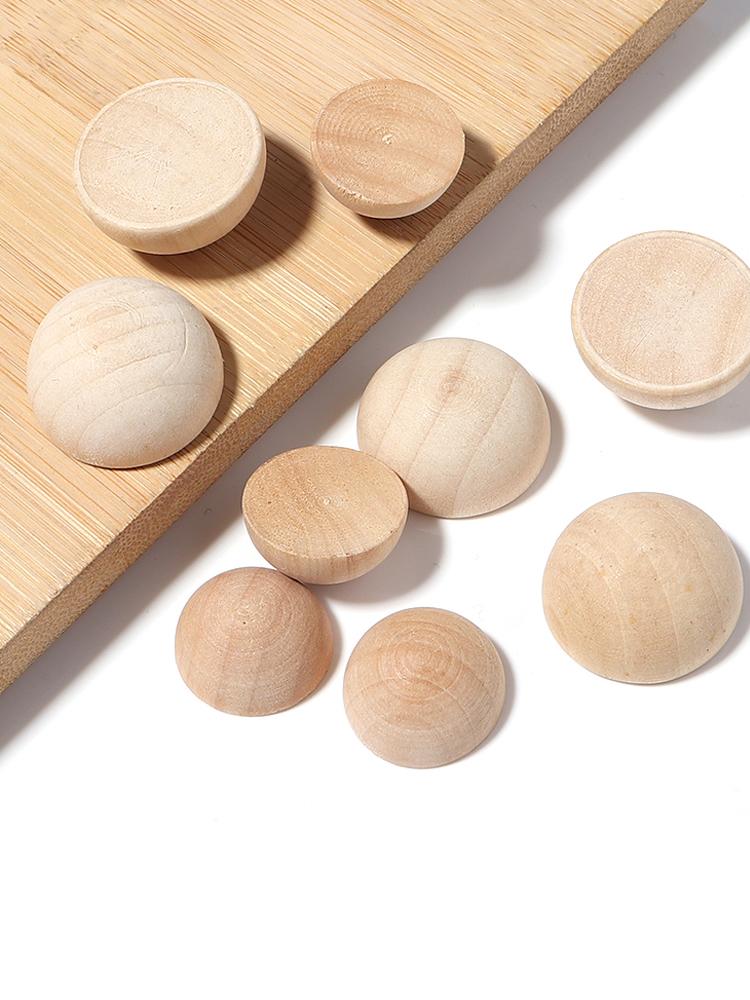 10-50pcs/lot Natural Color Half Round Wooden Beads Flatback Cabochon Split Wooden Balls For DIY Necklace Bracelet Jewelry