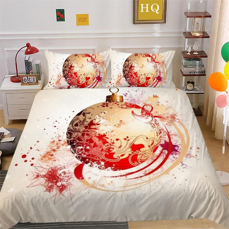 Weihnachts-Schneeszene 3D-gedruckter Polyester-Kissenbezug Bettbezug Zwei- oder Dreiteiliges Set