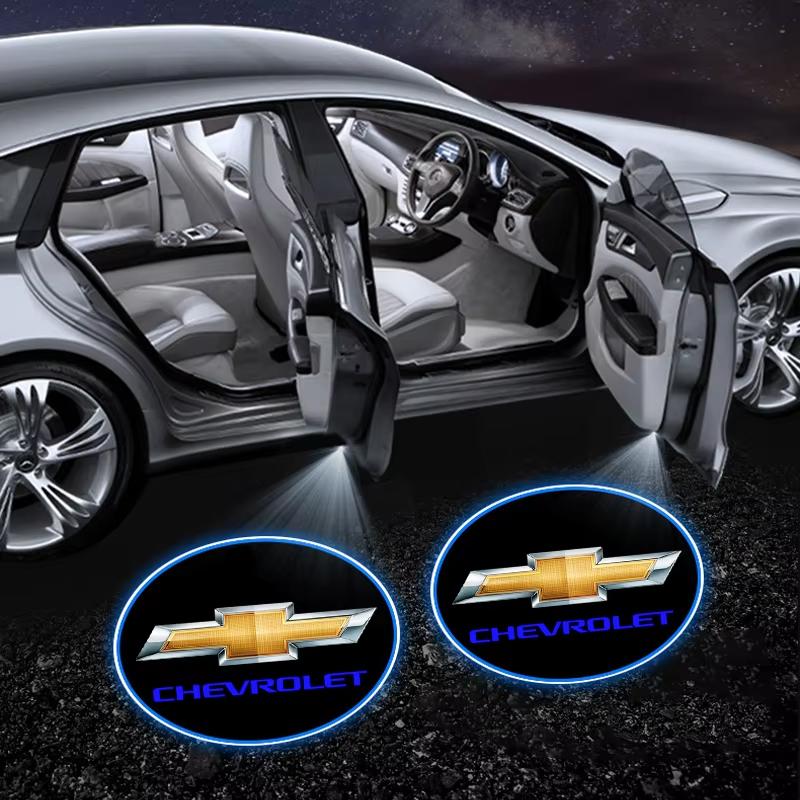 LED Car Door Welcome Light Decoration Light Car Badge Logo For Chevrolet Onix Cruze Silverado Impala Equinox Malibu Tahoe Cobalt