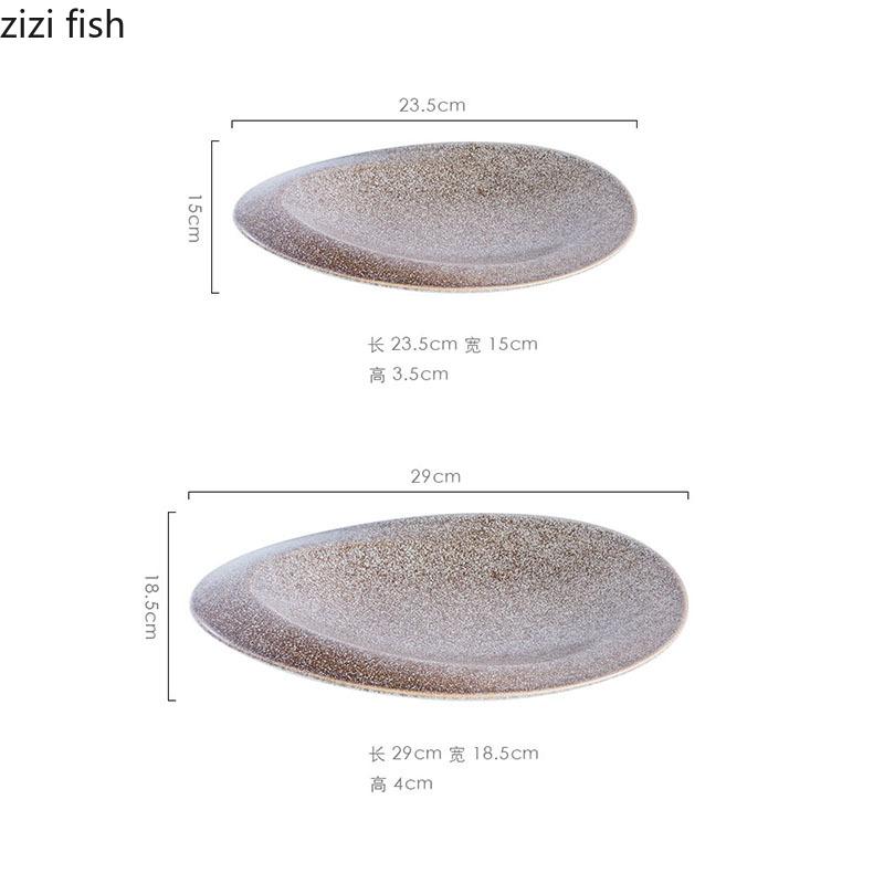 Creative Irregular Oval Ceramic Plate Restaurant Fish Plate Dessert Plate Sushi Dish Shallow Plates Restaurant Special Tableware