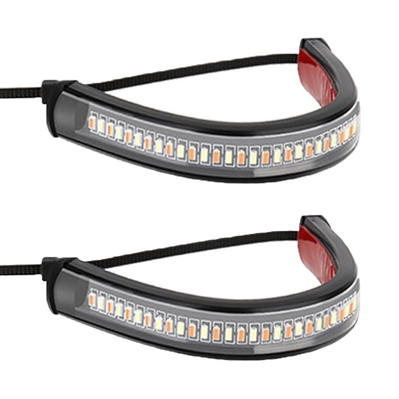 2 stk 12V LED-ringgaffelstripslampe Blinkende blinklys Motorsykkelblinklys & DRL Gulhvit Motoblinklys Biltilbehør