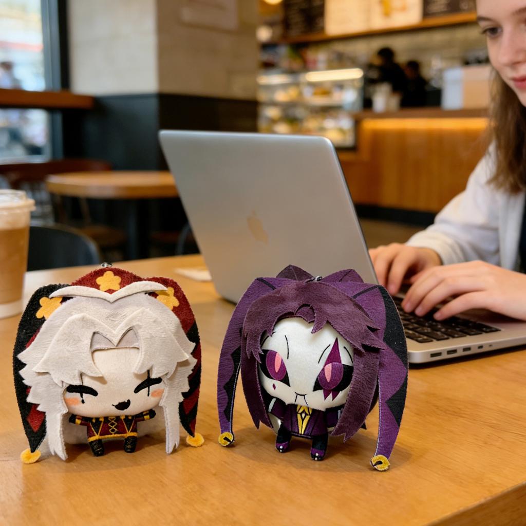 Cute Pierrot Plush Doll - Chibi Clown Stuffed Toy With Printed Design, Soft Anime- Pillow For Kids & Collectors