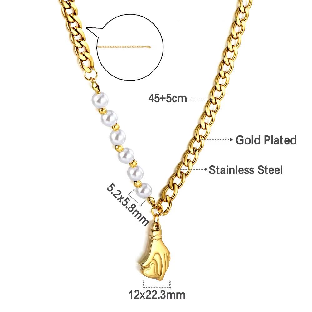 Women's Fashion Geometric Jewelry Light Luxury Multiple Styles Stainless Steel Pearl Pendant Choker Necklace