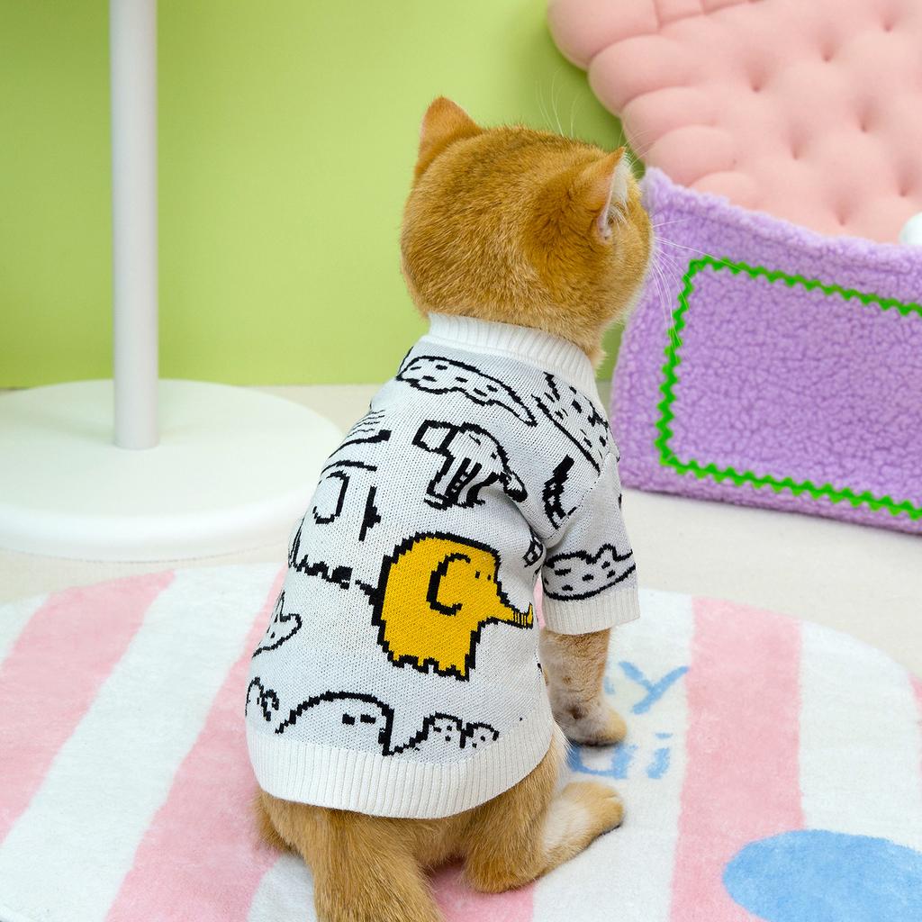 Autumn and Winter Pet Clothes Cartoon Elephant Cat Sweater Dog Needs Autumn and Winter Base Coat Puppy Clothes Winter