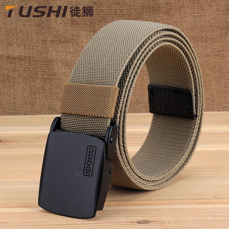 TUSHI Alloy Buckle Elastic Canvas Pants Belt Youth Nylon