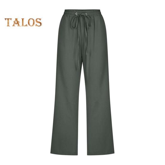 Pantaloni tăiați pentru femei, de culoare uni, pantaloni largi, la jumătatea gambei, cu talie elastică Pantaloni casual în stilul navetei