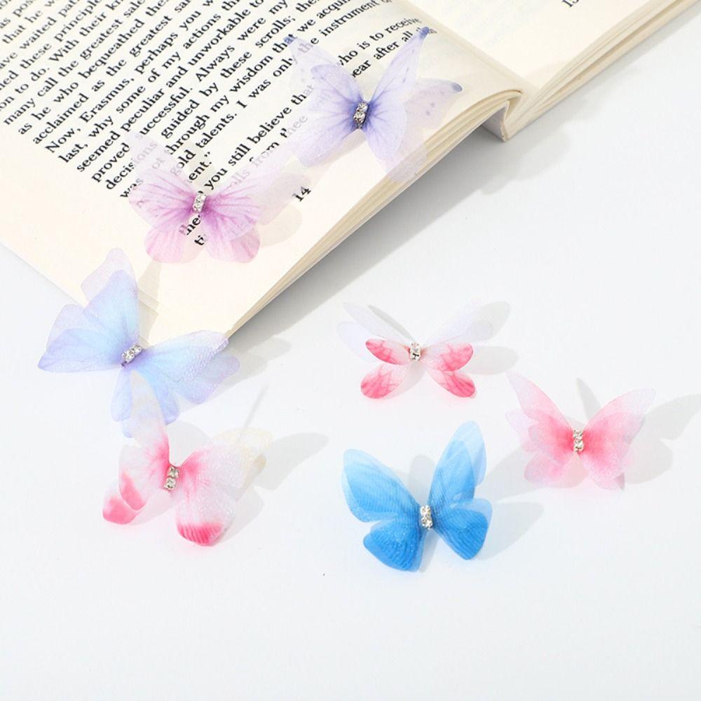 Double-layer Organza Fabric Butterfly Appliques Clothes Sewing Patch  Bridal Hair Accessories