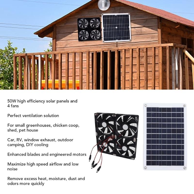 14inch Solar Exhaust Fan Solar Power Controller Solar Panel Powered Fan Ventilation Fan for Dog Kennel Chicken House