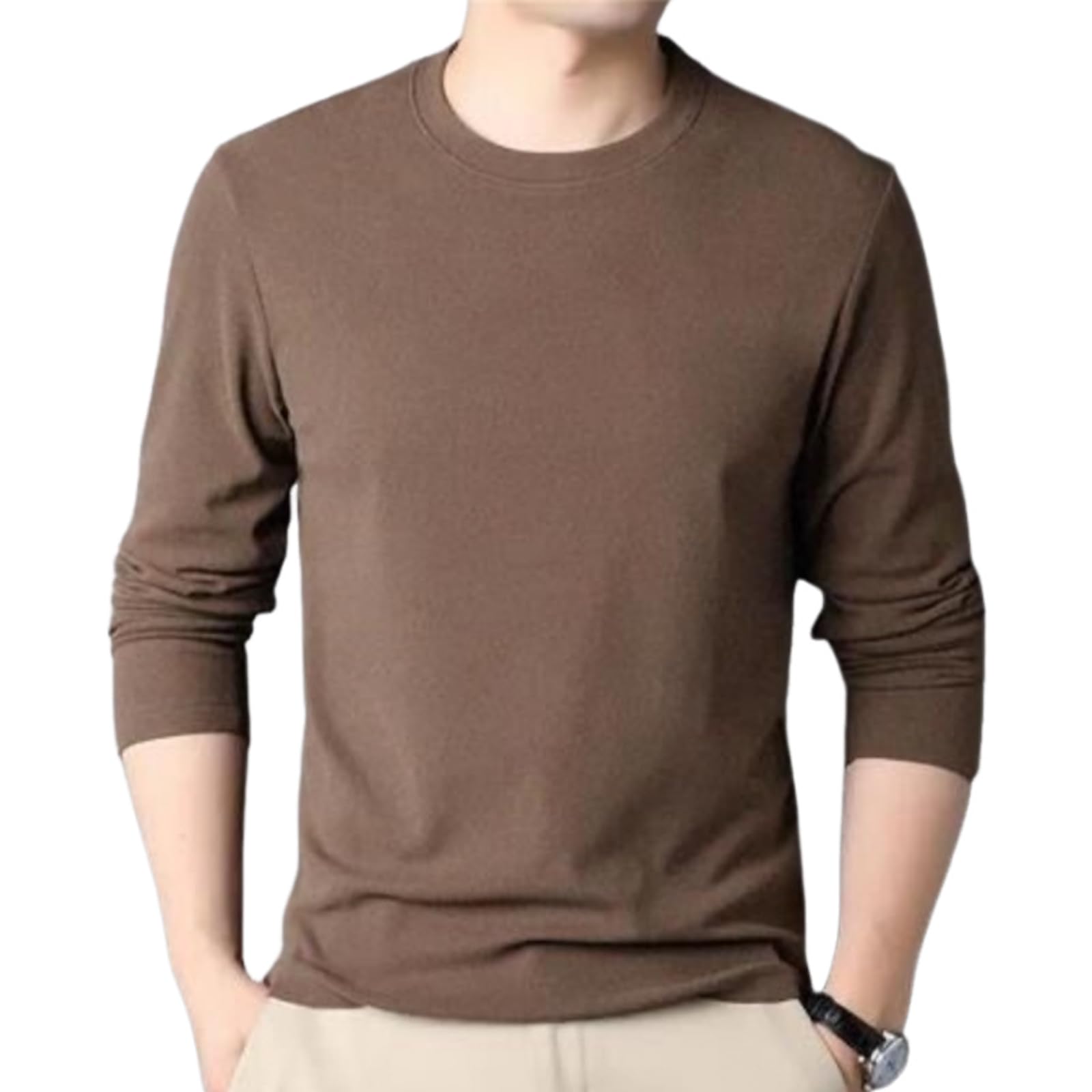 

матовый длинный холодный однотонный длинный круглый термобелье для рыбалки на открытом воздухе кемпинга прохладный большой размер теплый холодный теплый длинный рубашка коричневый [Blank Blanc]