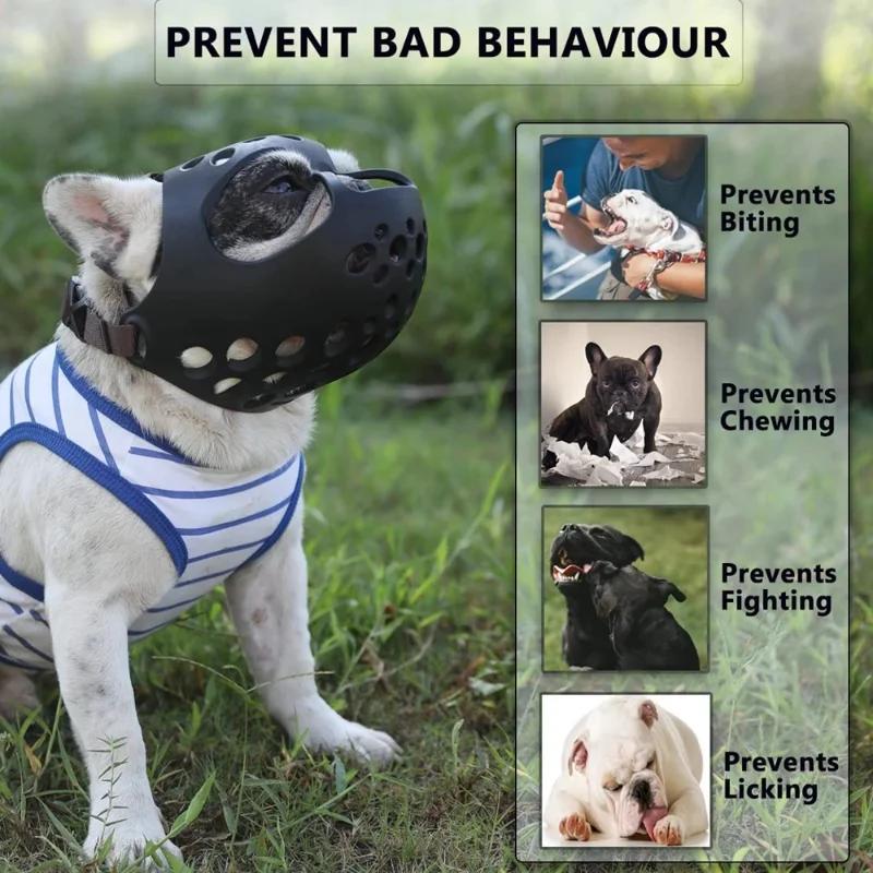 Dog Muzzle For Short Snout Dogs Soft Silicone Muzzle For Biting, Chewing, Licking For French Bulldog, For Flat-faced
