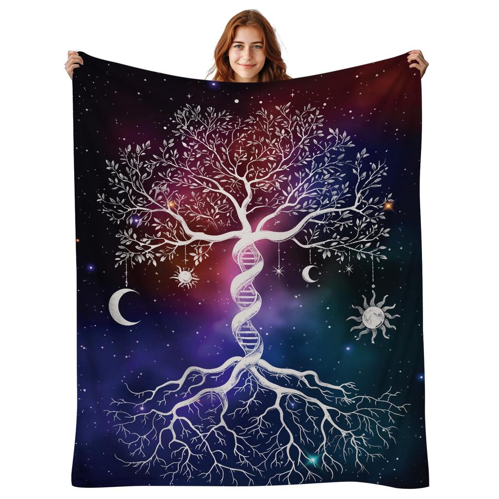 Tree of Life Digital-printed Polyester Bedroom Velvet Flannel Soft Sofa Cover Blanket Fleece Soft Sofa Cover Blankets for Beds