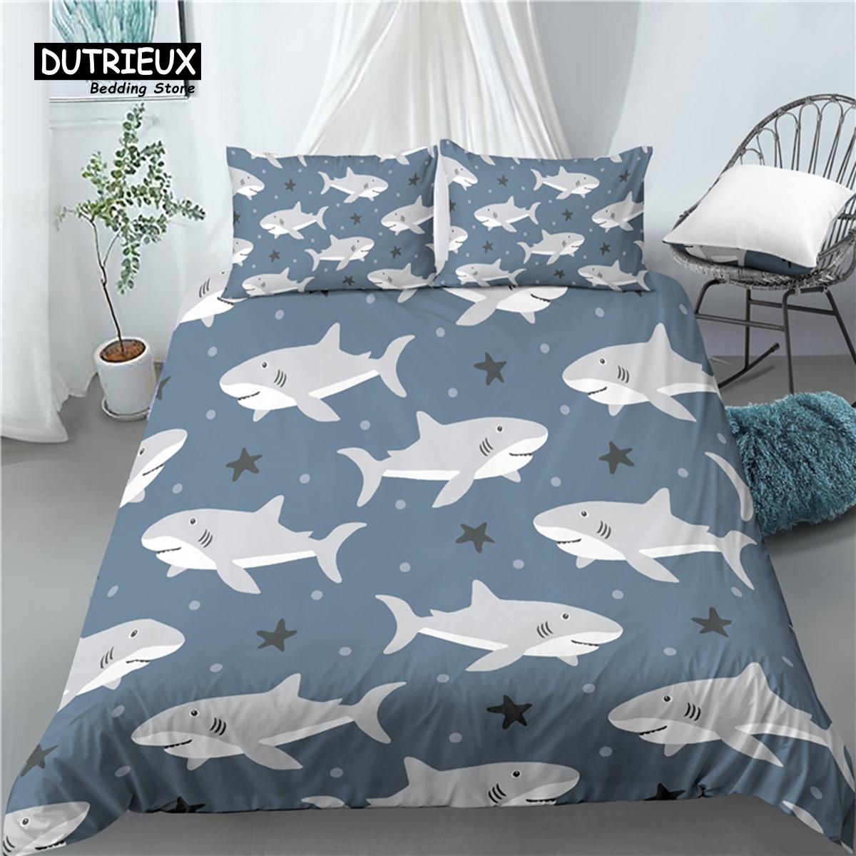 

Розкішний 3D принт Baby Shark для дому 2/3 шт. Комфортна підодіяльник наволочка Постільна білизна Розміри Квін та Кінг EU/US/AU EU single(135x200cm)