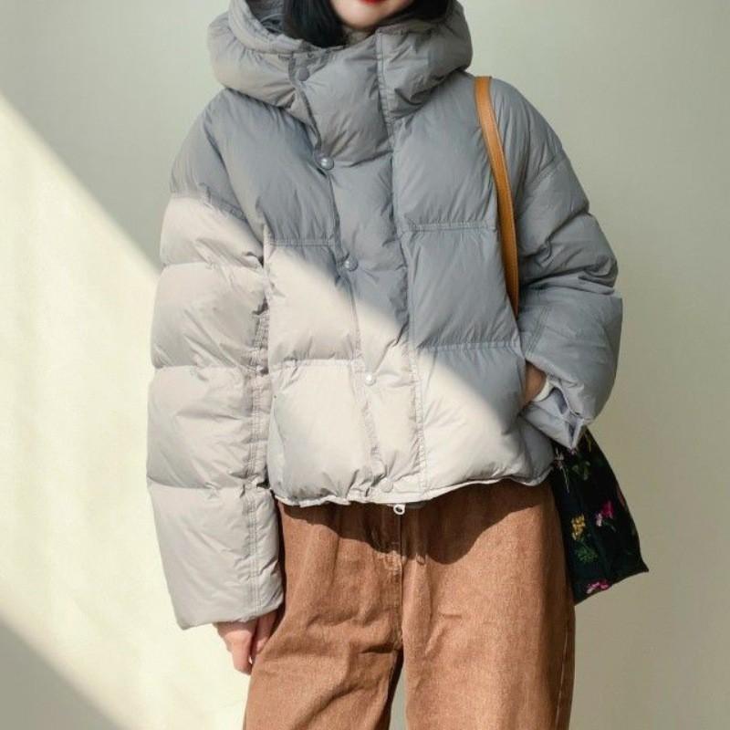 2026 Womens Short Puffer Coat Hooded Thick Warm Cotton Jacket Casual Winter Fashion Outerwear