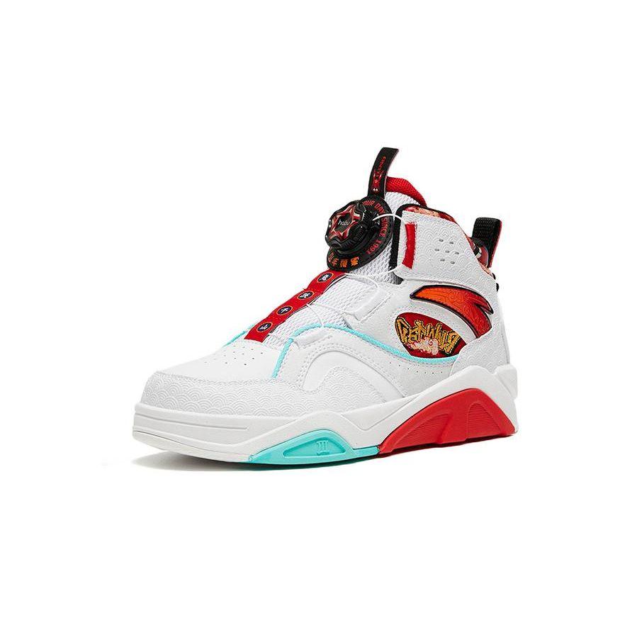 Anta Rabbit Jump Thousand Mountains Non-Slip Wear-Resistant High-Top Skate Shoes Kids Skate Shoes White Red 312318088-9