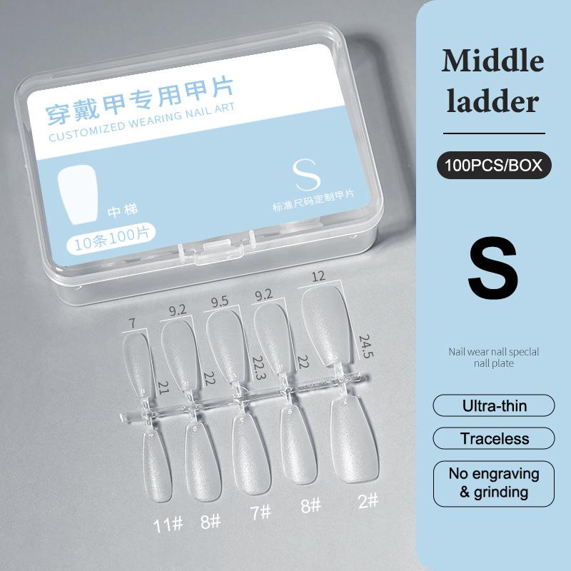 100Pcs/Box Xs/S/M Fake Nails No Polishing No Trace Press On Nails Clear Artificial Thin Nail Tips For Nail Extension Home Diy