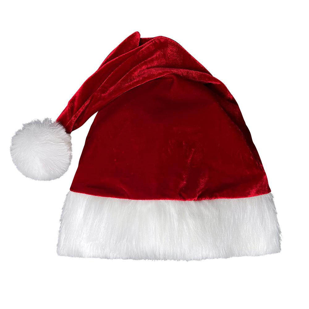 Special Clearance High-end Golden Velvet Cloth Christmas Hat Santa Claus Men's and Women's Christmas Clothes Red Christmas Hat
