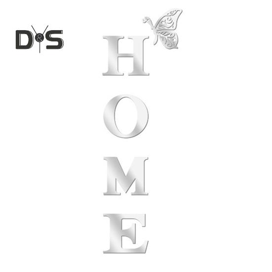 Mirror Home Letter Signs Acrylic Wall Stickers Letters Reflective Wall Decals for Living Room Bedroom Kitchen