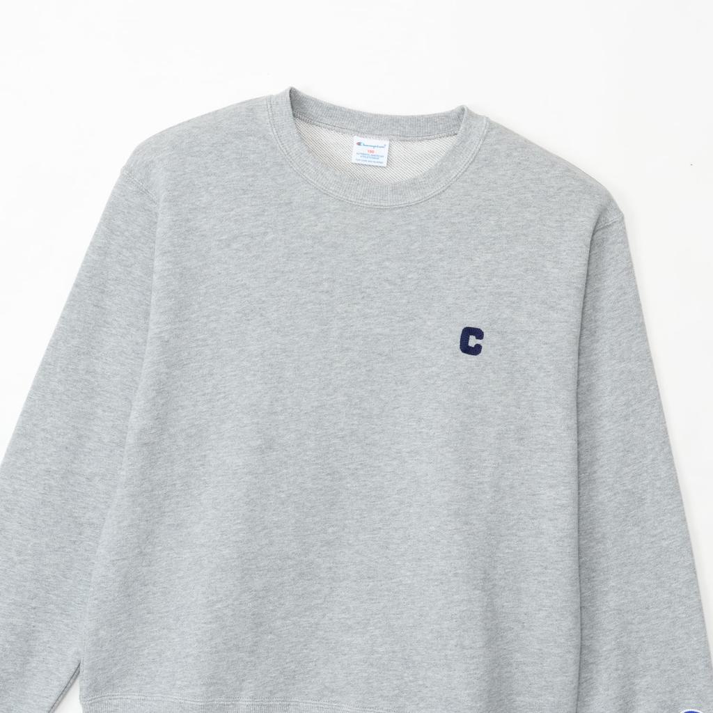 Champion Long Sleeve Crew Neck Oxford Gray Kids' Sweatshirt, 100% Cotton, One-Point Logo, (CKSA005Z)