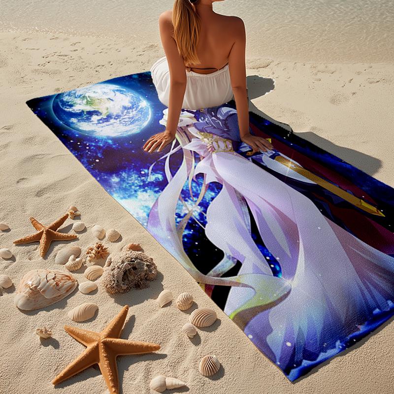 Lunar Cat Magic Night Beach Towel, Super Soft Microfiber, Gift for Her/Him, Birthday, for Pool, Beach, Travel, Home Decor Fan gifts