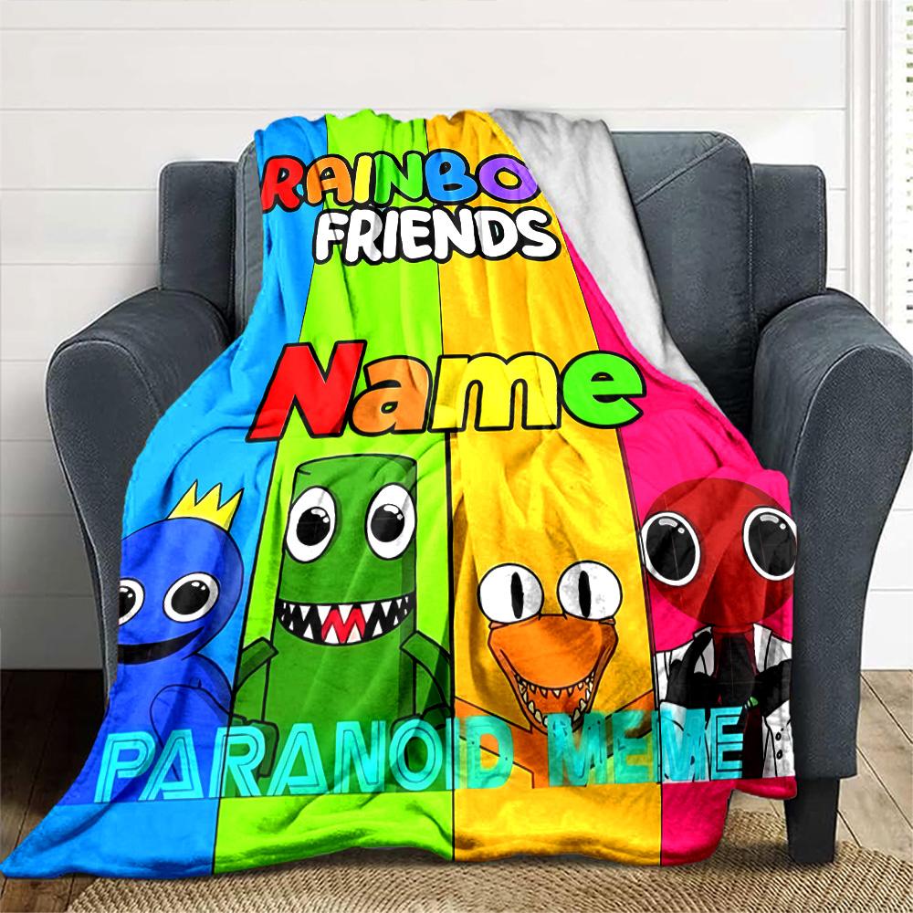 Customiz Name Personality Rainbow Friends Blanket Soft &Warm Sofa Office Bed Travel Lunch Break Blanket, Gift Suitable All Seasons