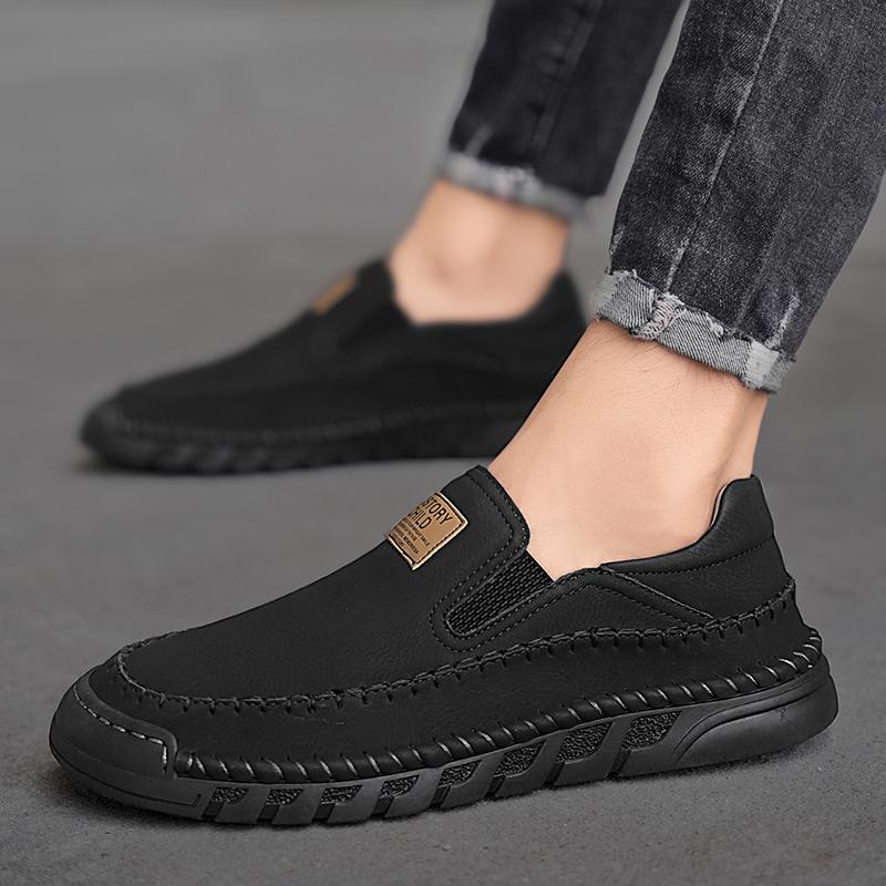 38-46 Men's Handmade Leather Shoes Casual Loafers Slip On Leather Flats Outdoor Walking Shoes