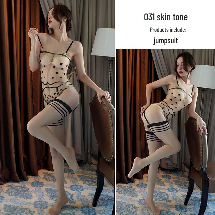 Seductive Black Transparent Lingerie: Sexy Bodysuit & Stockings for Women