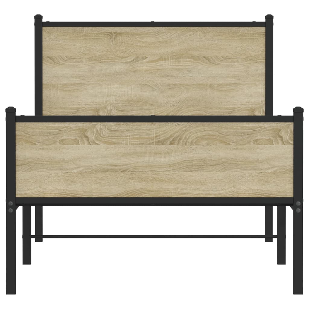 Metal Bed Frame Without Mattress Sonoma Oak Finish 90 X 200 Cm