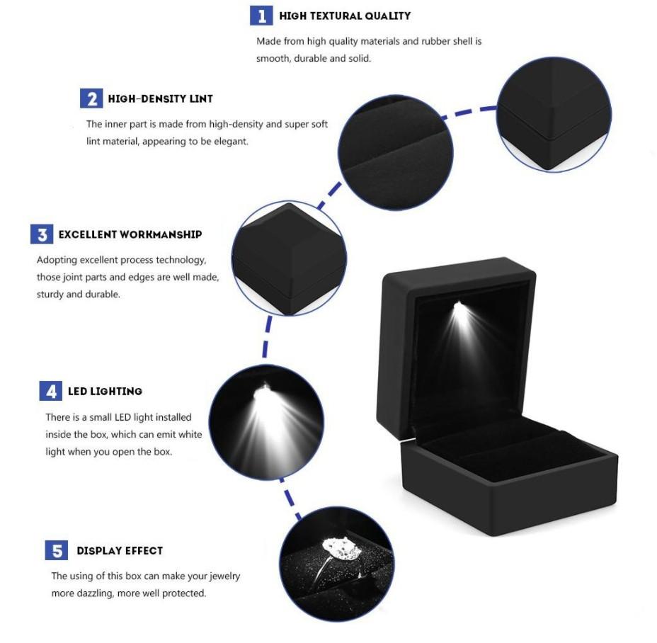 Creative Heart-shaped LED Diamond Ring High-end Illuminated Necklace Gift Boxes Proposal Gift Packaging Jewelry Boxes