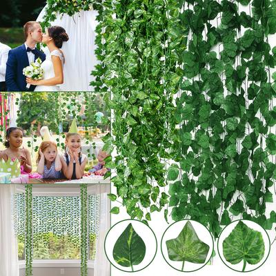 12pcs Artificial Pants Ivy Leaves Garland Greenery Plant Hanging Vine for Wedding Wall Party Room Astethic Stuff Decor Christmas