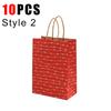 10PCS Heart Patterns Kraft Paper Bag with Handle Valentine's Day Gift Packaging Tote Romantic Bags Party Wedding Accessories ZYF