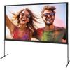 Projector Screen with Stand, 120 inch 16:9 4K 1080 HD Outdoor Movie Screen with Stand, Wrinkle-Free Projection Screen with Bar Feet and Carry Bag, for