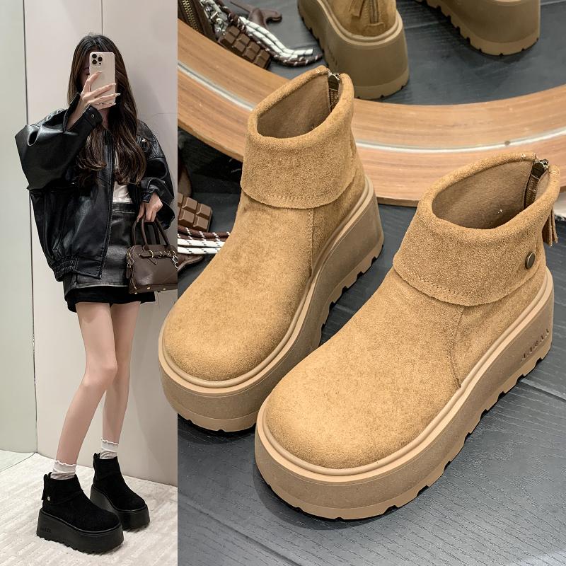 Fashion Women's Snow Boots 2025 Autumn New Thick Sole Heightening Suede Birken Boots Women's Shoes)