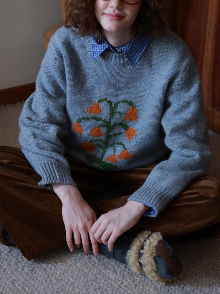 This Issue's Highlight: Merino Wool & Raccoon Down Lily Jacquard Two-Tone Sweater