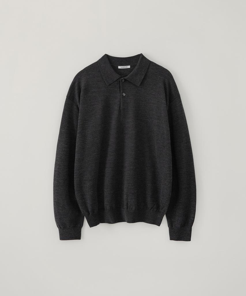 BLANKROOM Polo Knit_Melange Charcoal