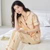 Factory Pajamas Women'S Japanese Simple Summer Short-Sleeved Trousers Loose Large-Size Cardigan Loungewear Two-Piece Set