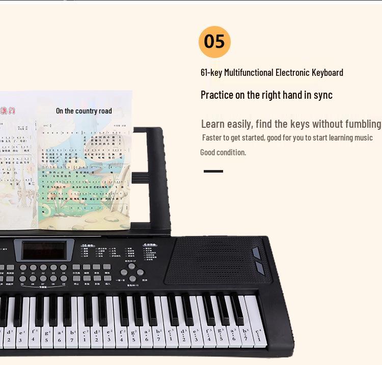 Beginner 61-Key Electronic Keyboard Piano for Home Use and Students