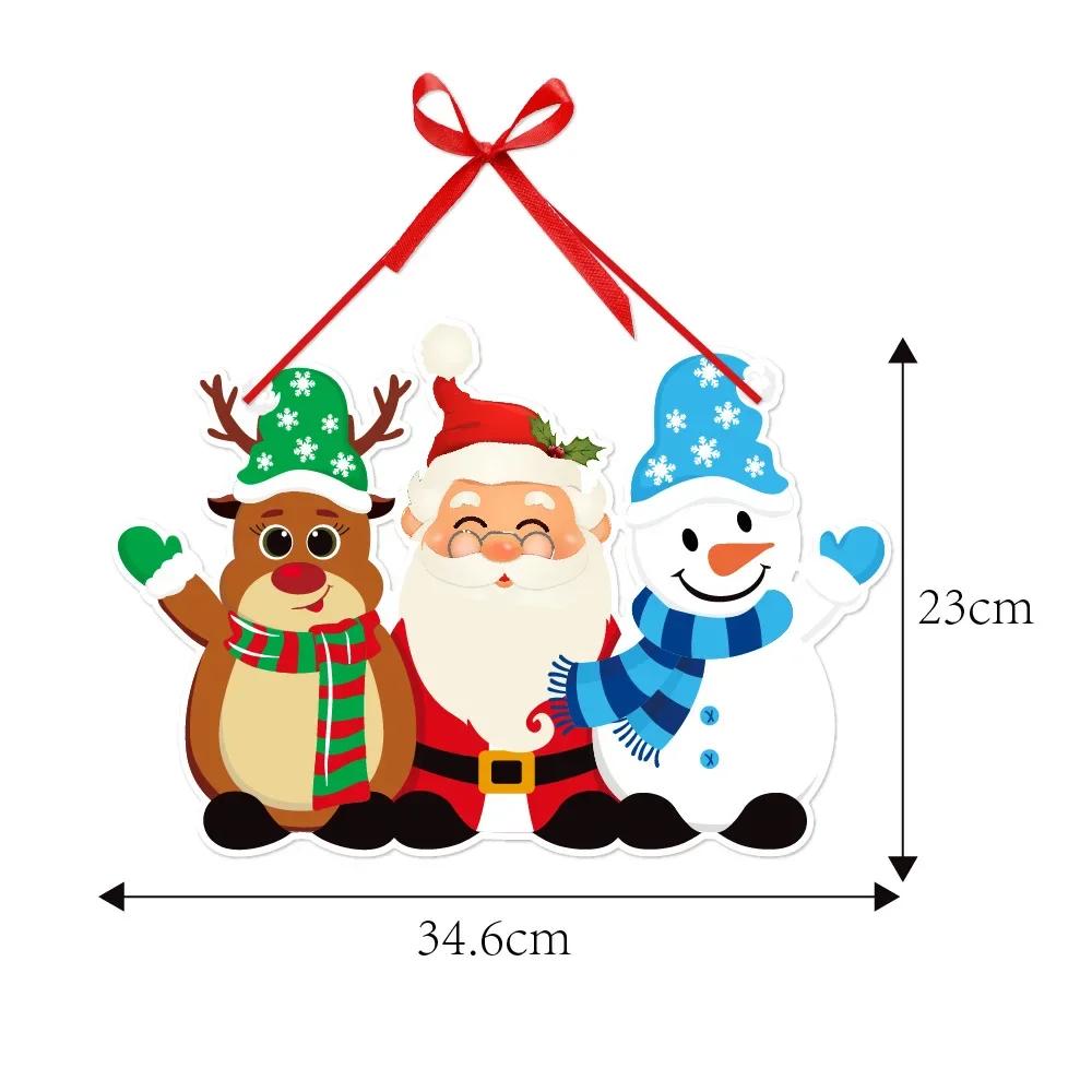 Christmas Door Hanger New  Party Pendants Xmas Tree Hanging Oranments Santa Claus Snoweman Elk  Xmas Navidad Decor
