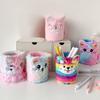 Cute Cartoon Pen Holder Student Creative Desktop Stationery Storage Box Diy Material Scissors Storage Bucket Ornaments