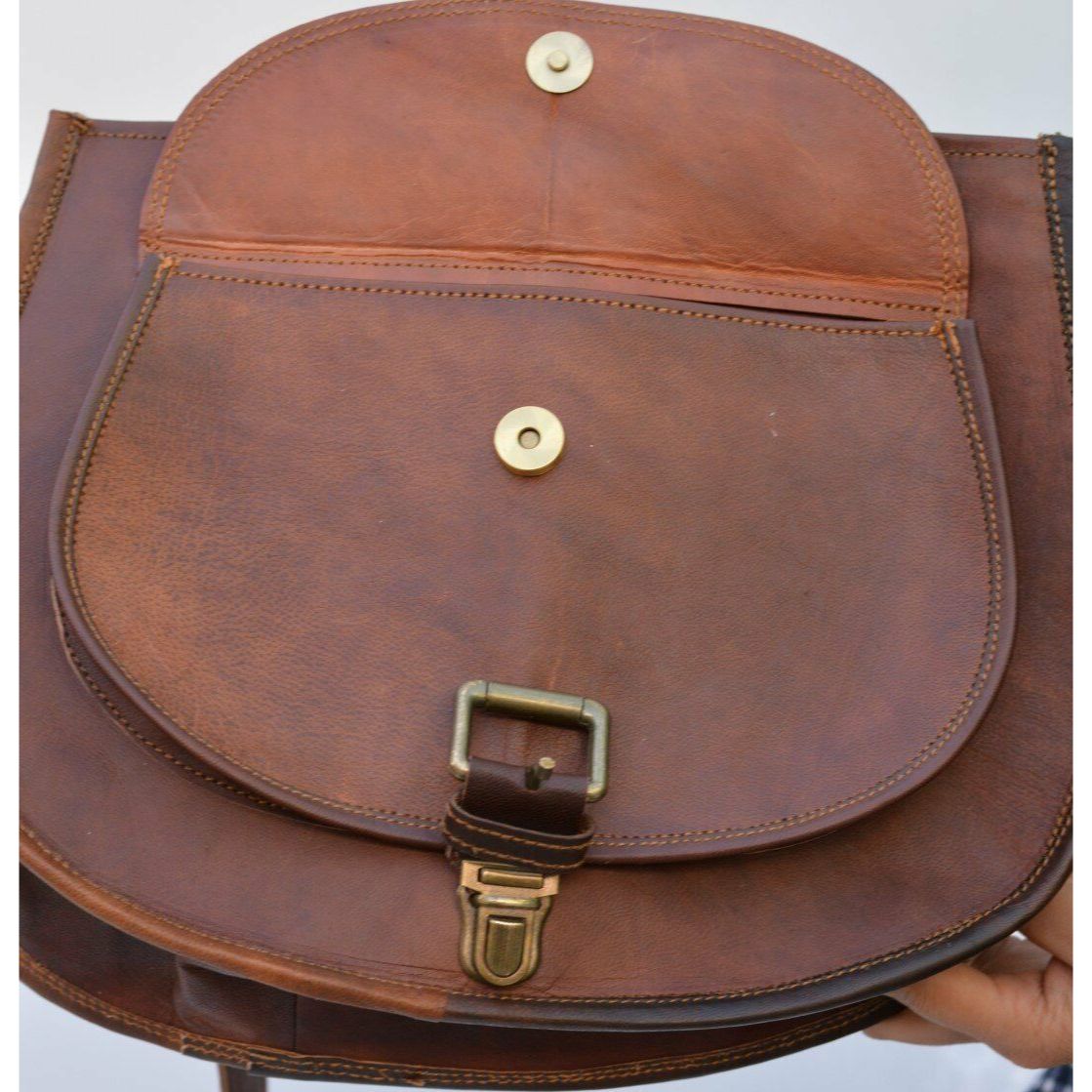 Сумка Кожаная Винтажная Наплечная Сумка Коричневая Сумочка-мессенджер женская ручной — фото 3